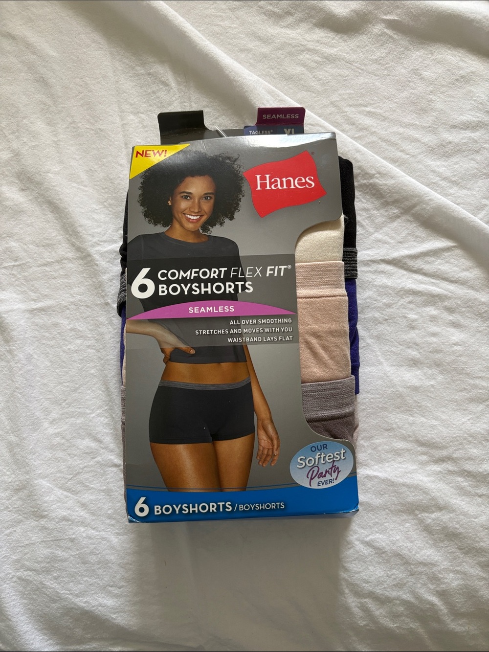 Hanes 6-Pack Comfort Flex Fit Boyshorts - Black, Beige, Purple, Gray